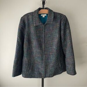 Y2K Vintage Coldwater Creek Colorful Tweed Zip Up Jacket Plus Size 18